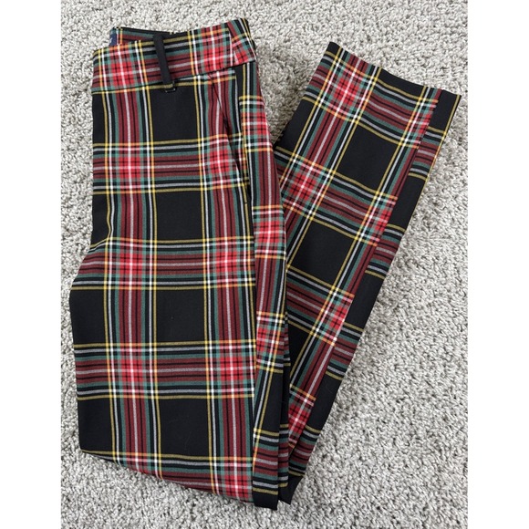 J.CREW Pants - J Crew Ruby Full Length Pant Holiday Red Tartan Plaid‎ 2 Petite